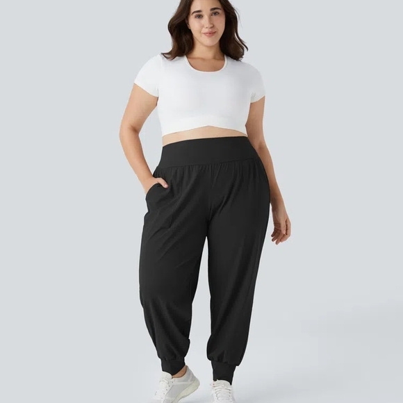 HALARA Pants - High Waisted Plain Pocket Yoga Plus Size Joggers